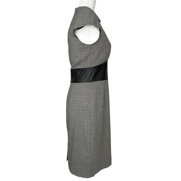 L’AGENCE Women’s Black Houndstooth Leather Corset‎ Waist Designer Dress 6/C34 - Picture 3 of 16
